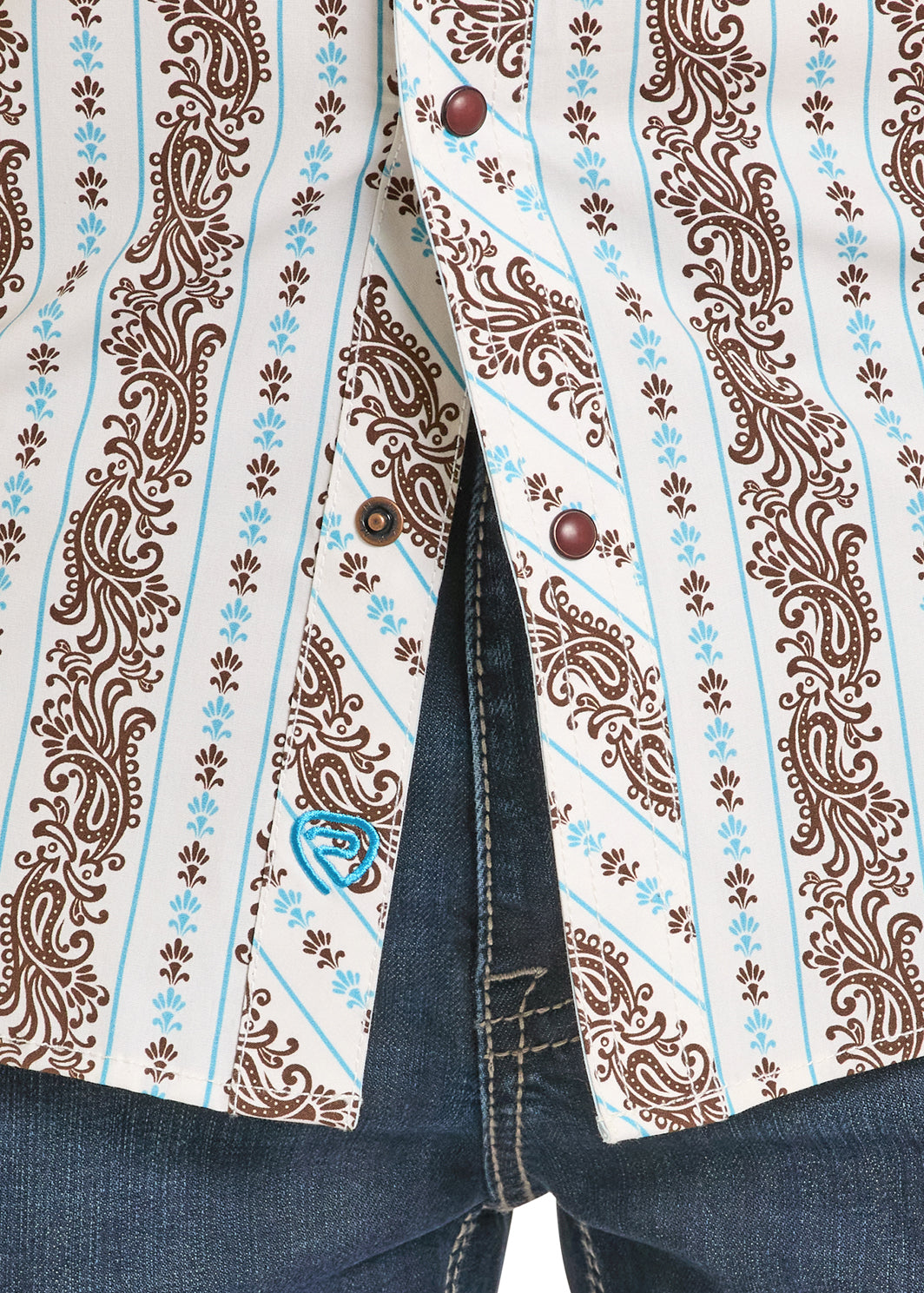 ROCK&ROLL SHORT SLEEVE RR PAISLEY STRIPE TEAL BMN3S08320