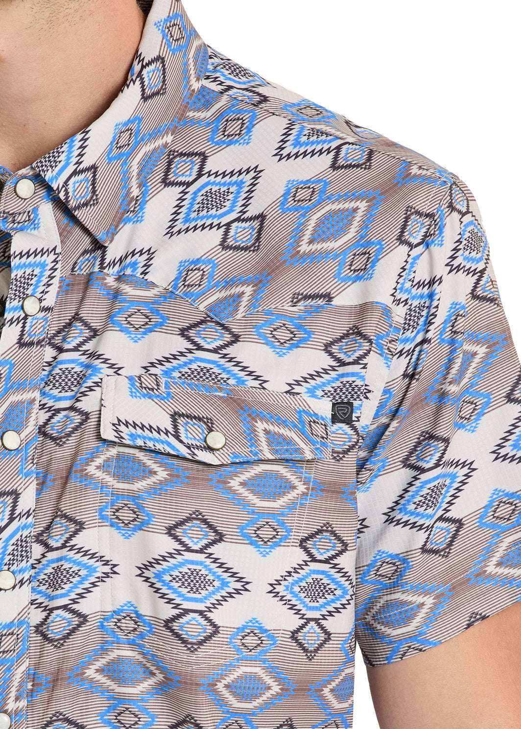 ROCK&ROLL MENS AZTEC PRINTED SHIRT NATURAL SHORT BMN3S08389 Laherradurawwnc.com