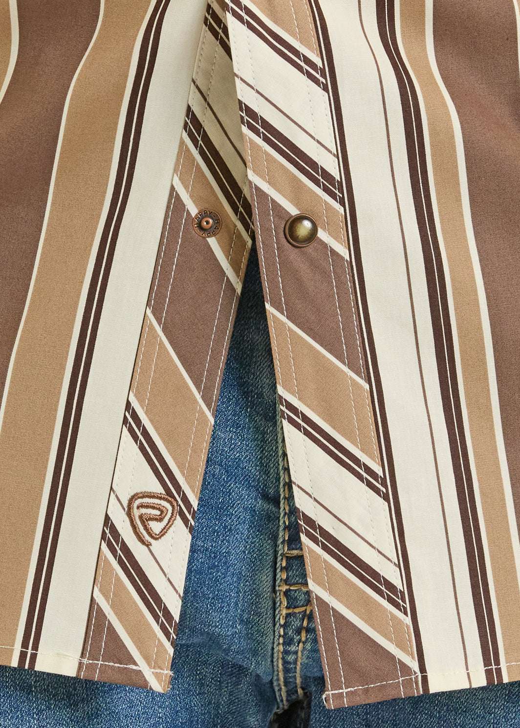 ROCK&ROLL SHIRT MENS STRIPE PRINTED SNAP BROWN- BMN3S08663 Laherradurawwnc.com