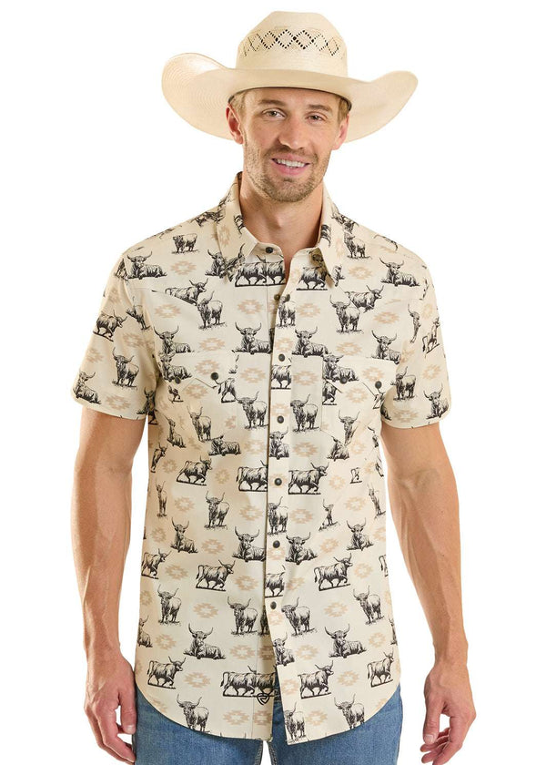 CAMISA DE HOMBRE DE MANGA CORTA CON ESTAMPADO NOVEDOSO TAN ROCK&ROLL - BMN3S08668