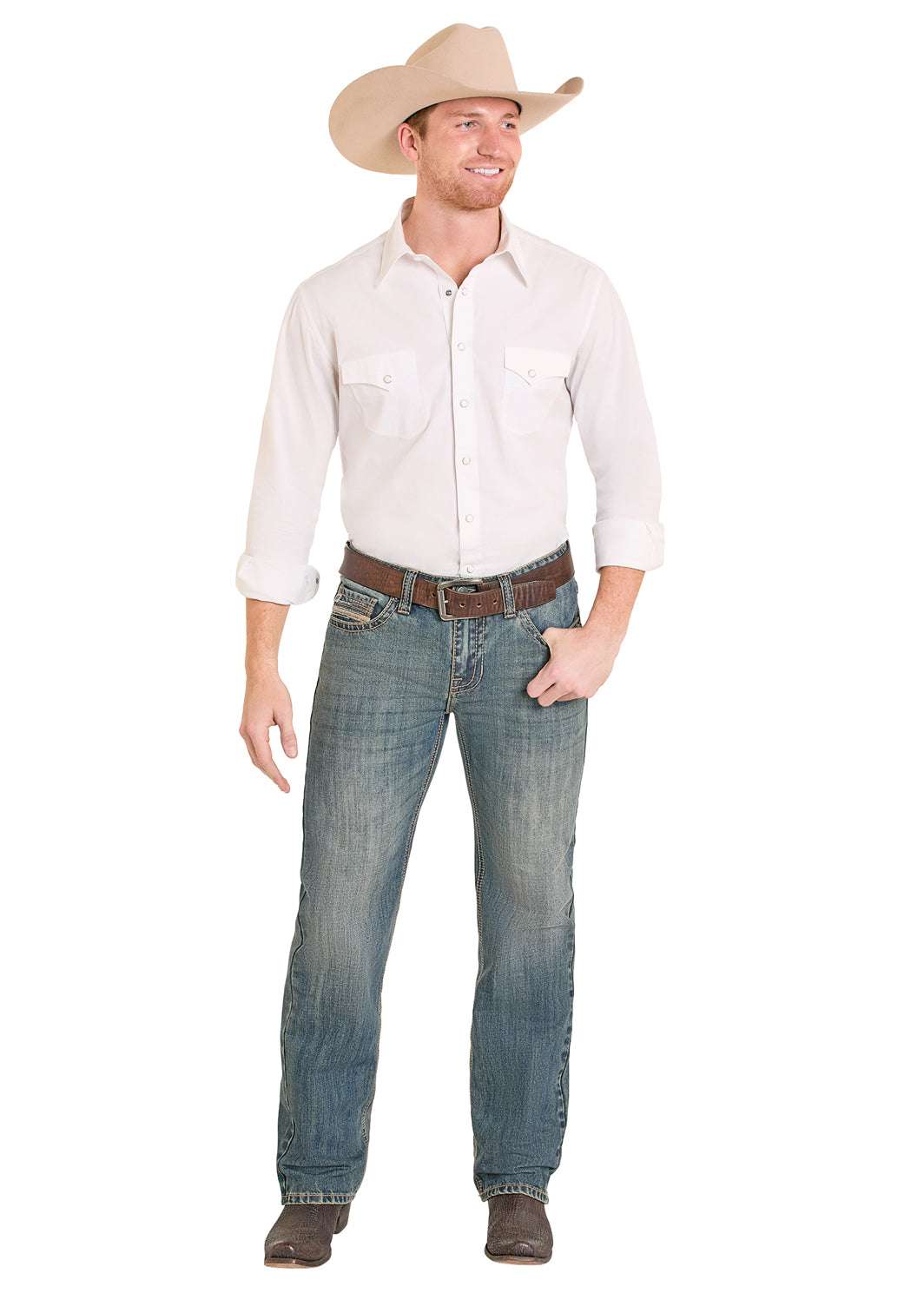 ROCK&ROLL MENS MEDIUN VINTAGE PISTOL STACKABLE BOOTCUT JEANS BMSPD08012 Laherradurawwnc.com