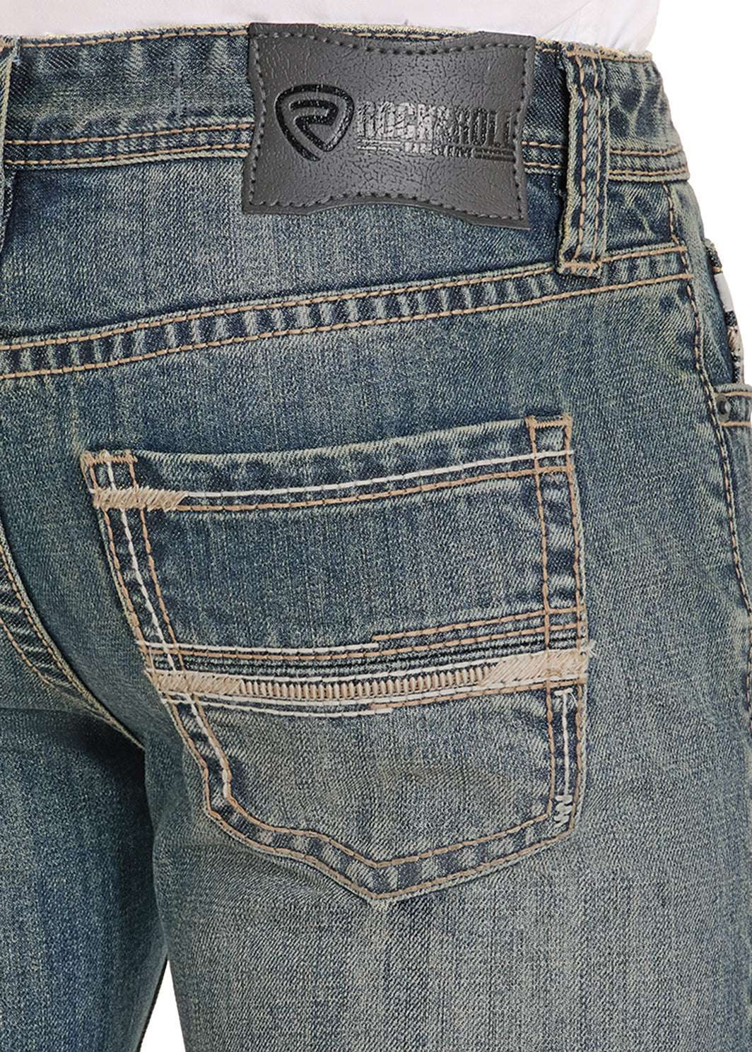ROCK&ROLL MENS MEDIUN VINTAGE PISTOL STACKABLE BOOTCUT JEANS BMSPD08012 Laherradurawwnc.com