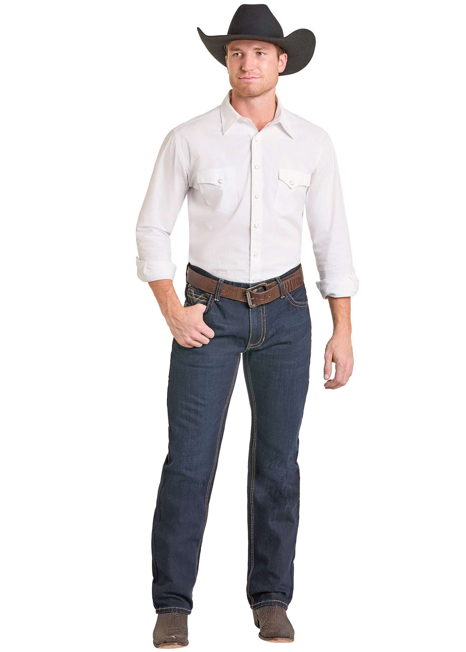 ROCK&ROLL MENS DOUBLE BARREL STACKABLE BOOTCUT RELAXED FIT DAR WASH BMTBD07348 Laherradurawwnc.com