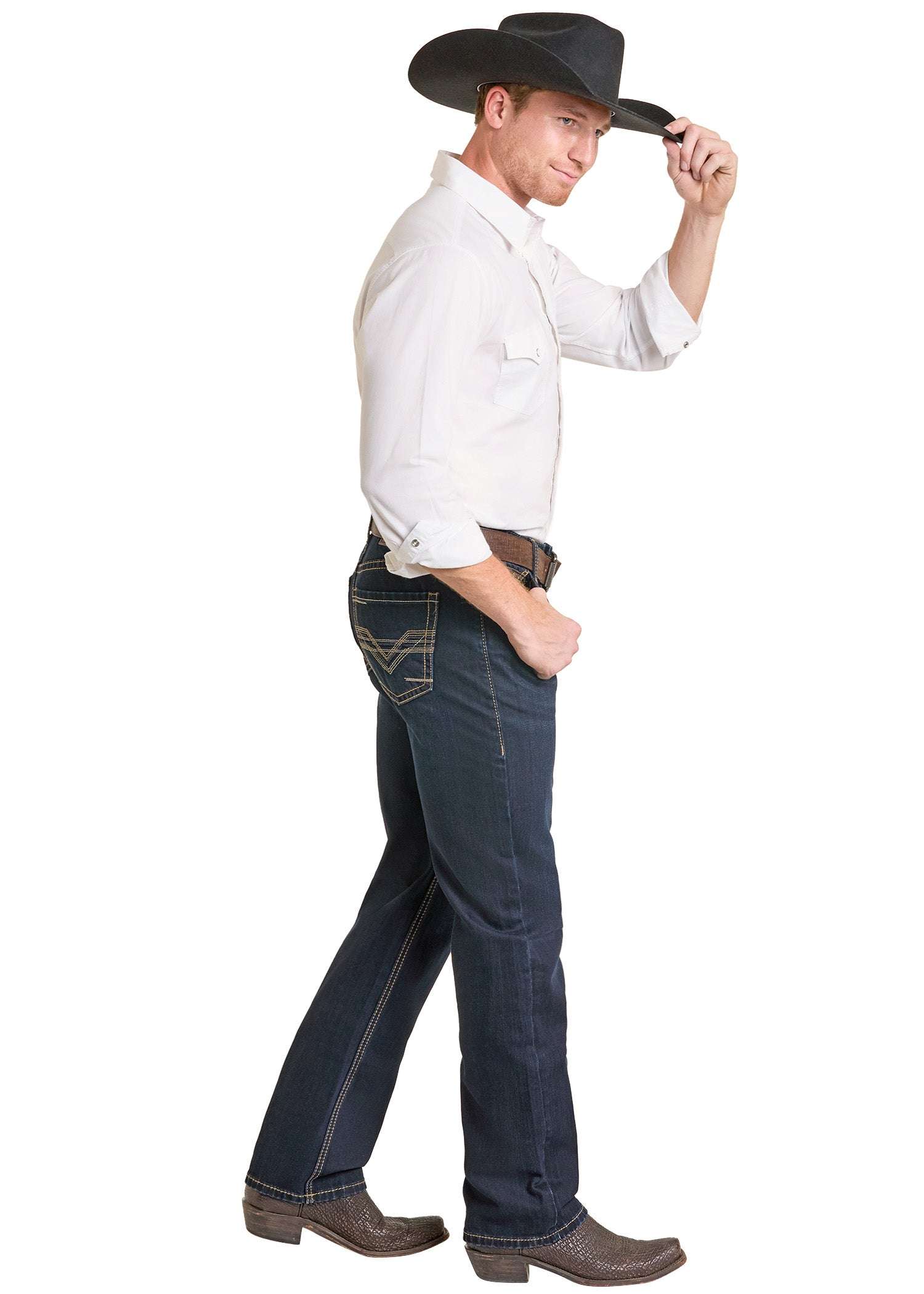 ROCK&ROLL MENS DOUBLE BARREL STACKABLE BOOTCUT RELAXED FIT DAR WASH BMTBD07348 Laherradurawwnc.com