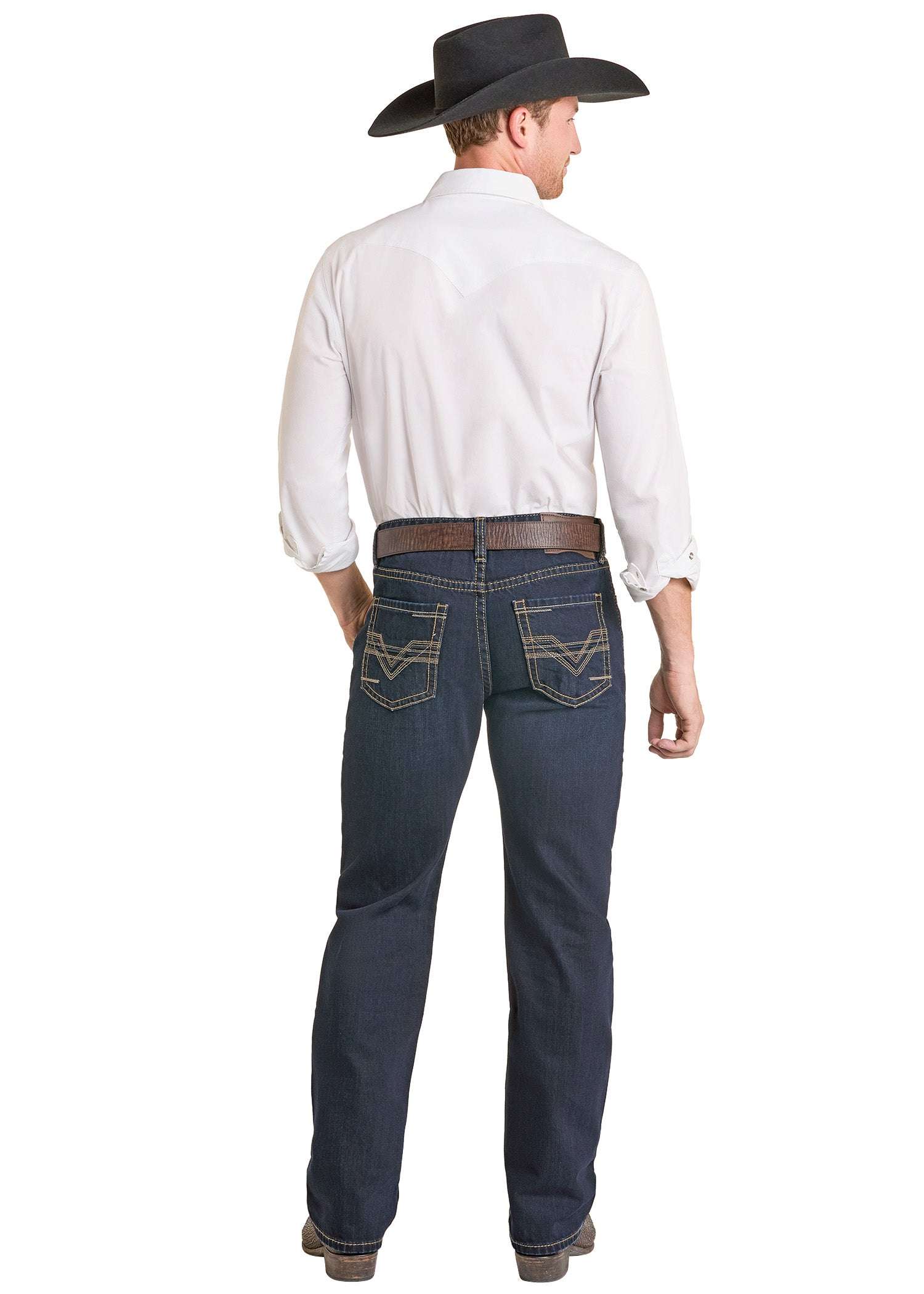 ROCK&ROLL MENS DOUBLE BARREL STACKABLE BOOTCUT RELAXED FIT DAR WASH BMTBD07348 Laherradurawwnc.com