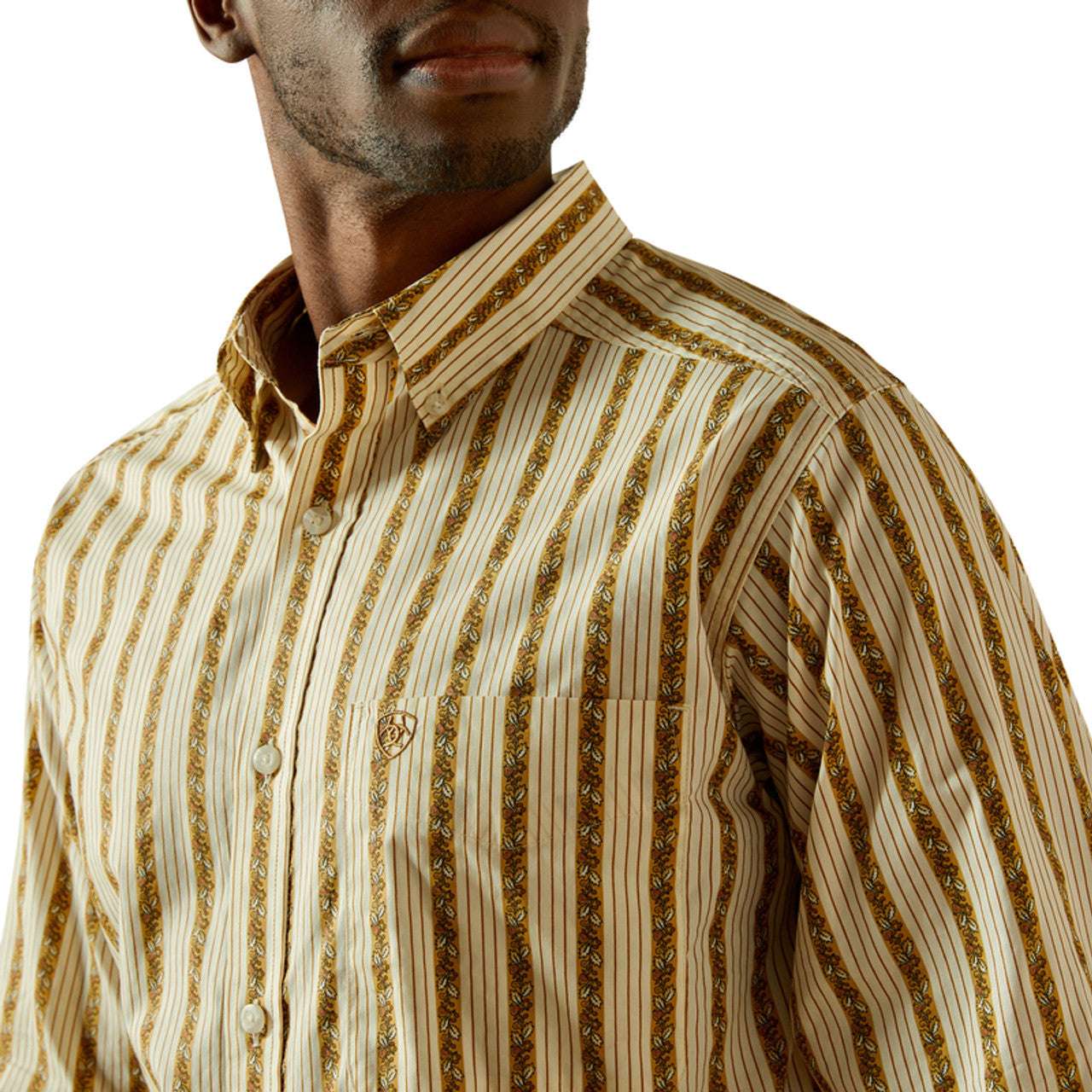 ARIAT MENS BRIGHAM FITTED LONG SLEEVE SHIRT TAN 10062202 Laherradurawwnc.com