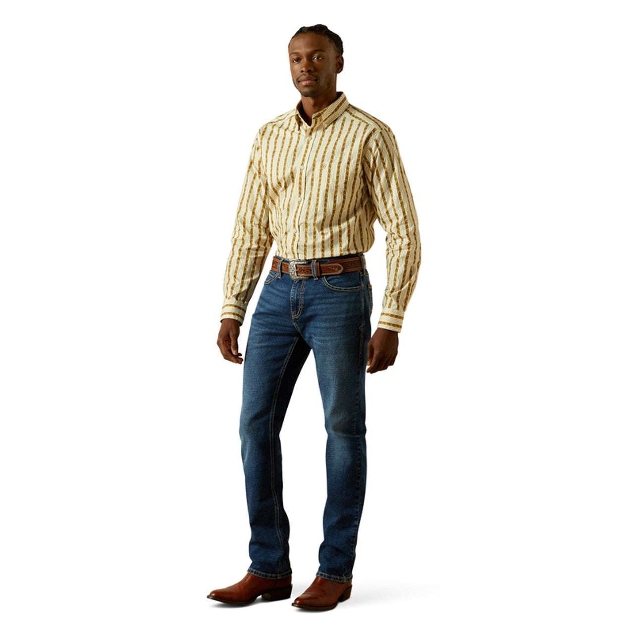 ARIAT MENS BRIGHAM FITTED LONG SLEEVE SHIRT TAN 10062202 Laherradurawwnc.com
