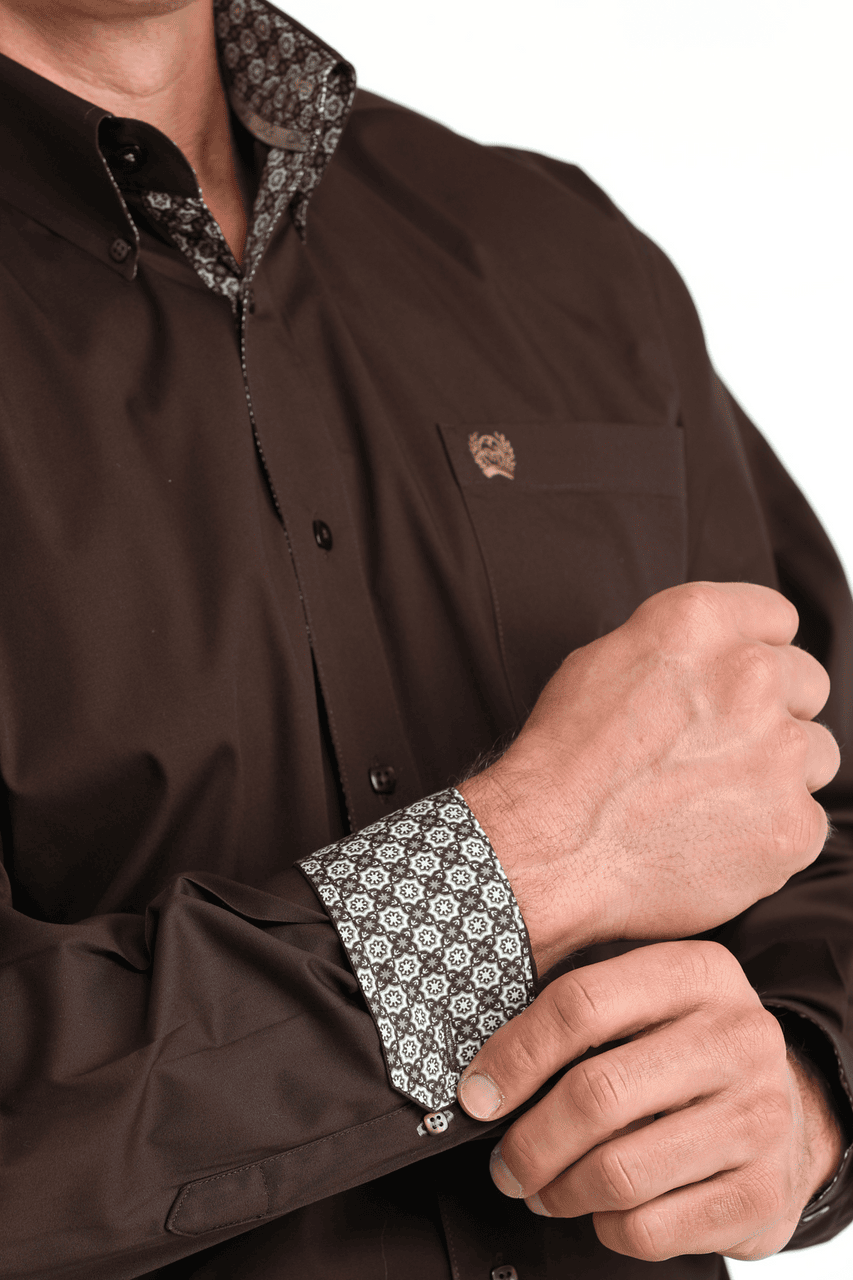 CINCH MENS SHIRT BROWN -MTW1106065 Laherradurawwnc.com
