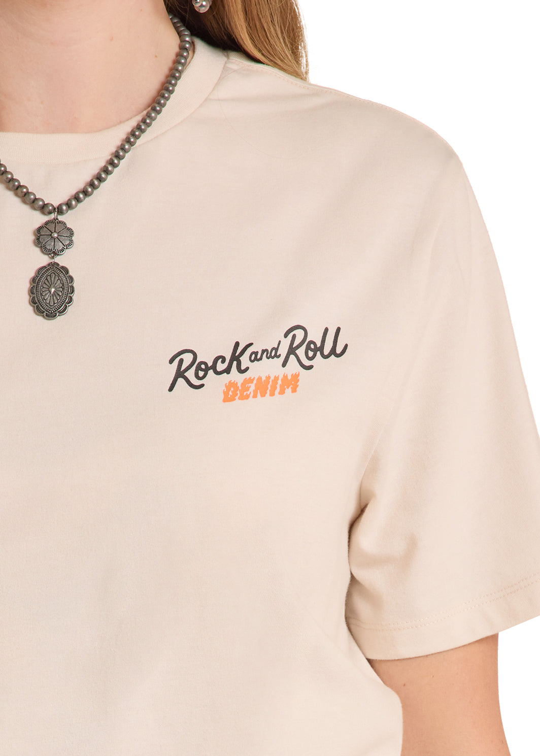 ROCK&ROLL MENS-UNISEX T-SHIRT SKULL GRAPHIC NATURAL - BU21T08866