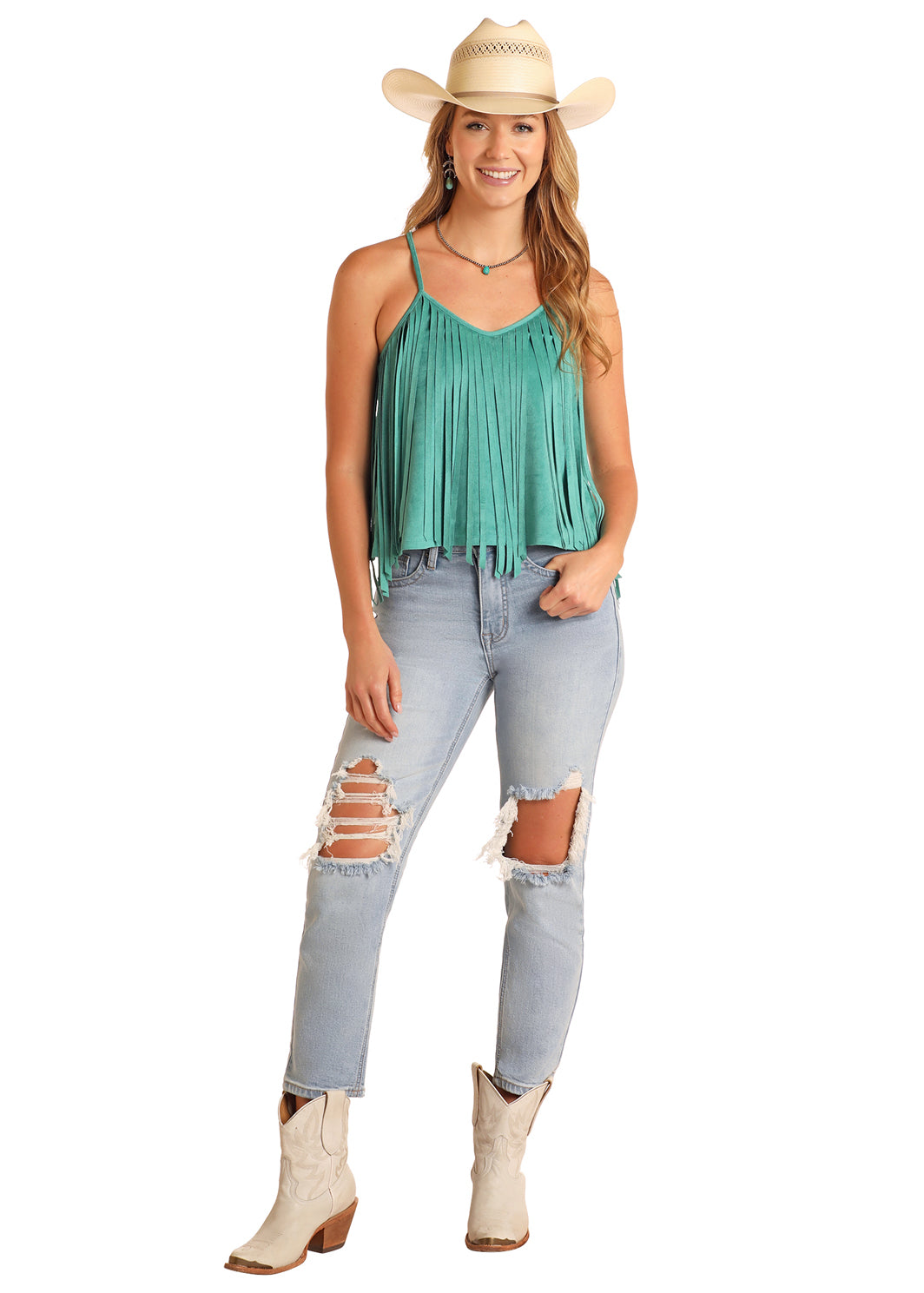 Rock And Roll Green French Tank Top Shirt BW20T06236