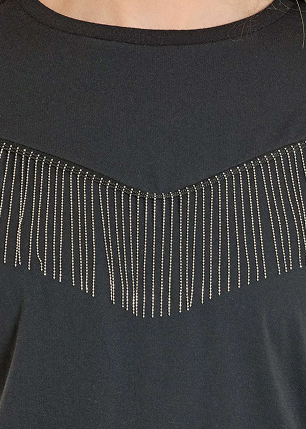 ROCK&ROLL CHAIN FRINGE TEE BLACK BW21T08128 Laherradurawwnc.com