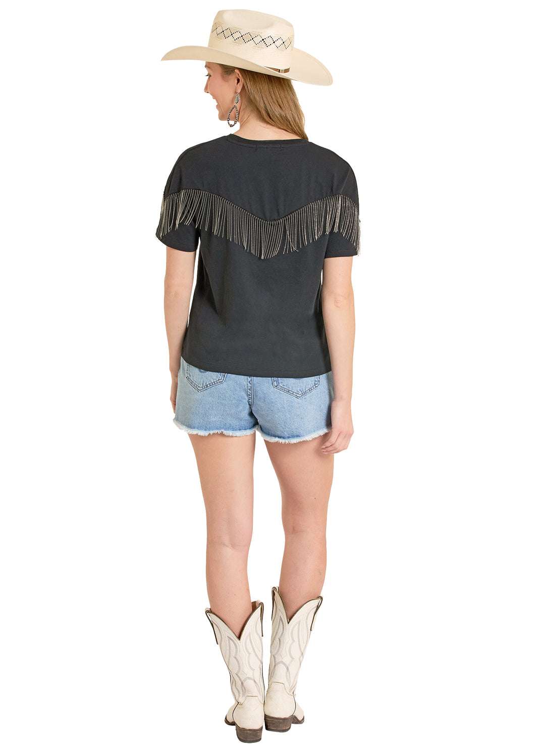 ROCK&ROLL CHAIN FRINGE TEE BLACK BW21T08128 Laherradurawwnc.com