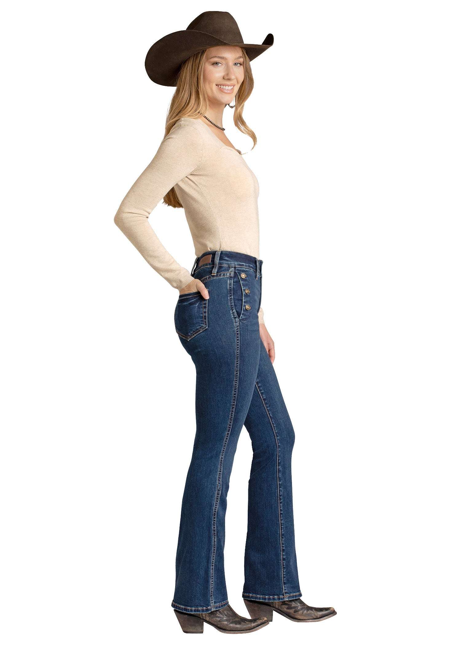 ROCK&ROLL WOMEN DARK WASH BOOTCUT -BW4HD07199 Laherradurawwnc.com