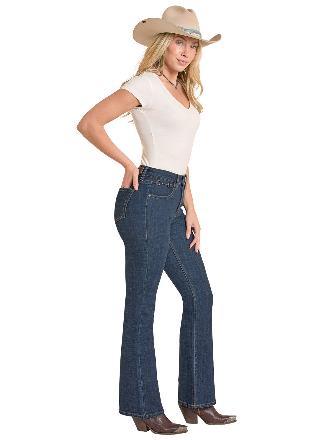 ROCK AND ROLL WOMEN DARK WASH METAL CLASP HIGH RISE - BW4HD08479