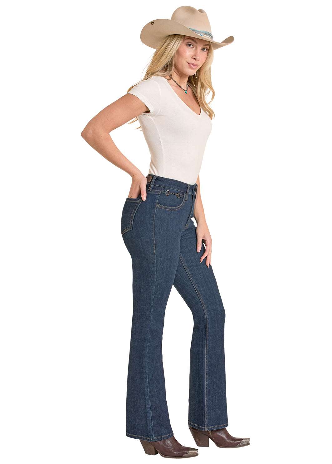 ROCK AND ROLL WOMEN DARK WASH METAL CLASP HIGH RISE - BW4HD08479 Laherradurawwnc.com