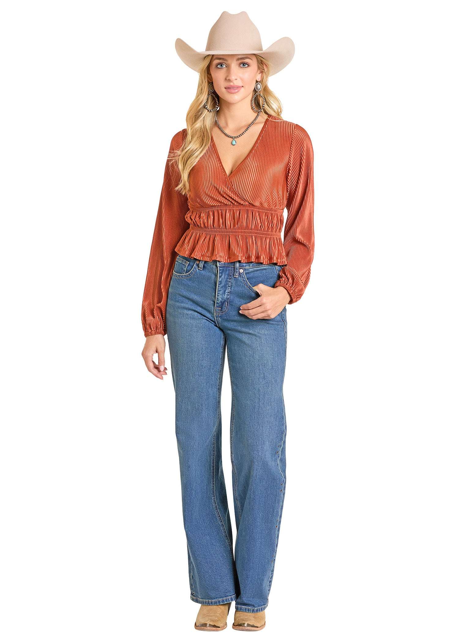 ROCK&ROLL WOMEN PLISSE BLOUSE SCARLET BW52T07026 Laherradurawwnc.com