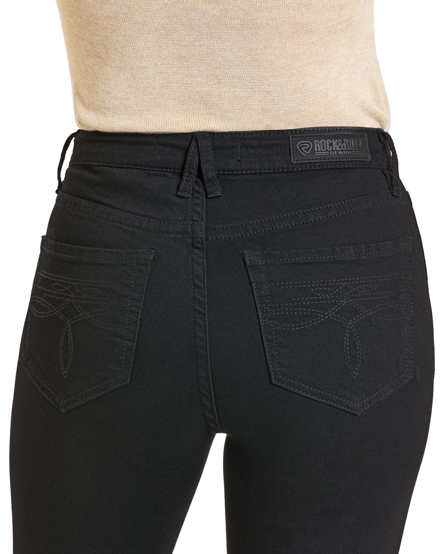 ROCK&ROLLWOMENS BLACK TROUSER JEANS-BW5HD07208 Laherradurawwnc.com