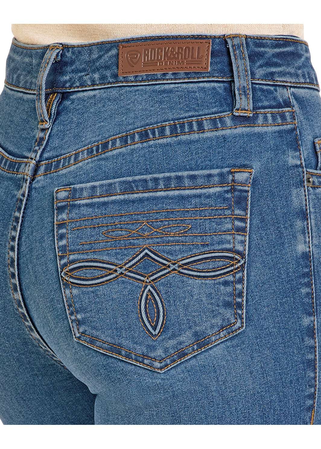 ROCK&ROLL WOMEN MEDIUM WASH RAISE DENIM TROUSER BW5HD07884 Laherradurawwnc.com