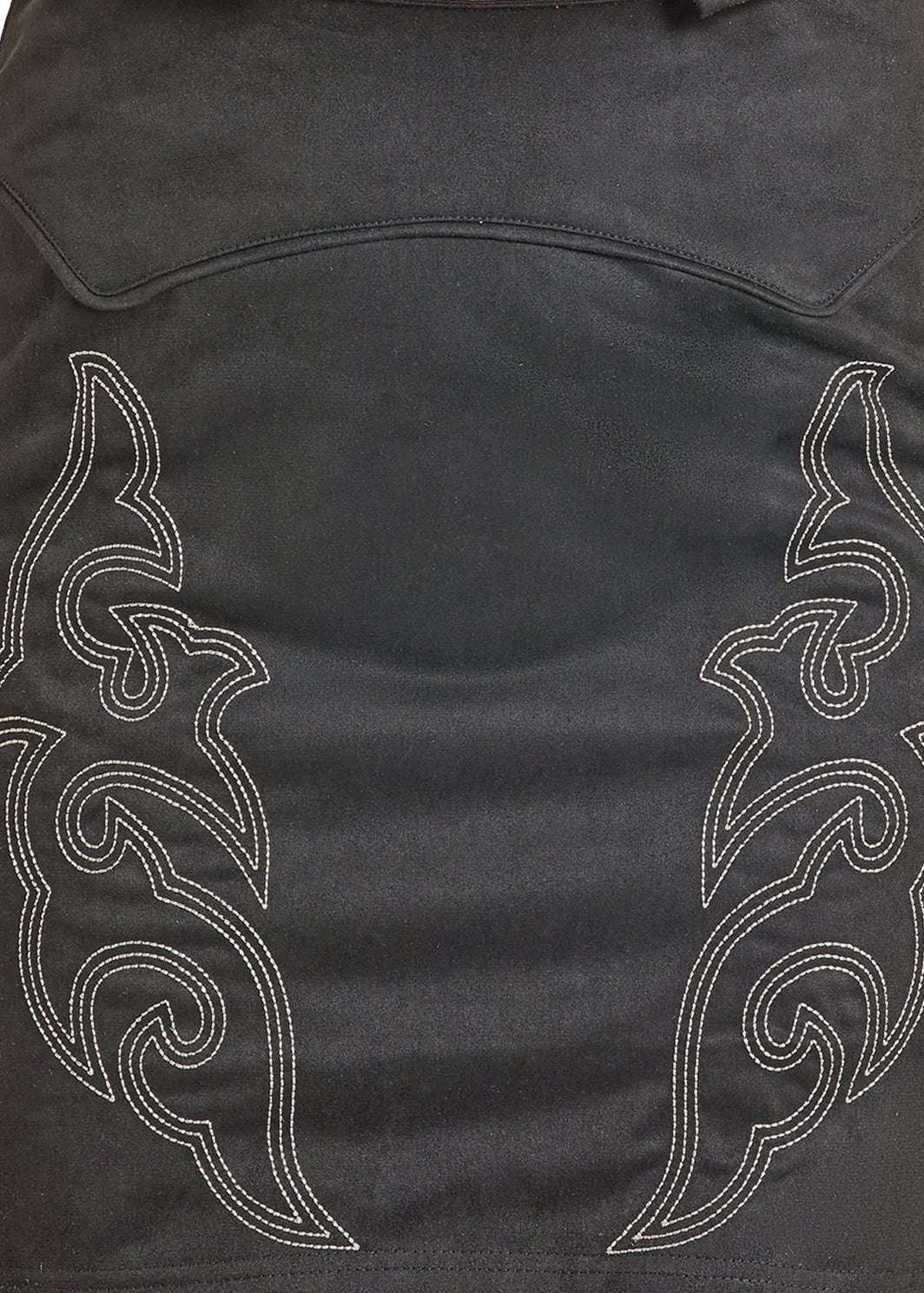 ROCK&ROLL WOMENS SKIRT BLACK EMBROIDERED MICROSUEDE BW69B08082 Laherradurawwnc.com