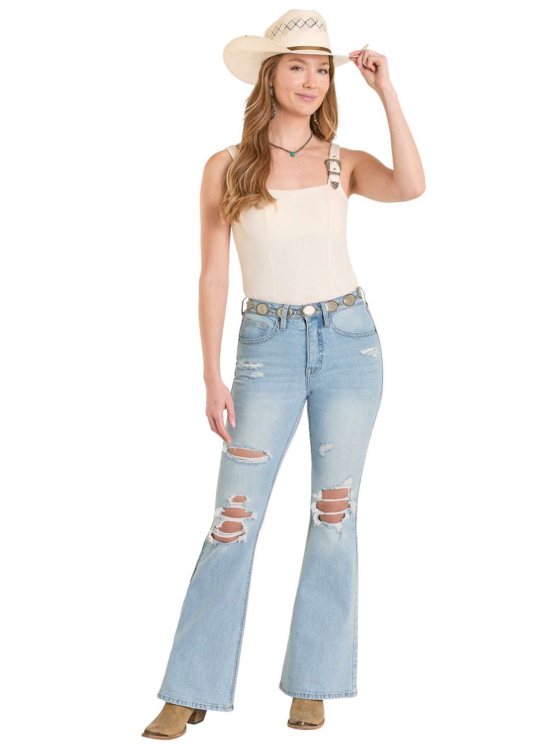 ROCK AND ROLL LIGHT WASH FLARE JEAN HIGH RISE-BW6HD08493 Laherradurawwnc.com