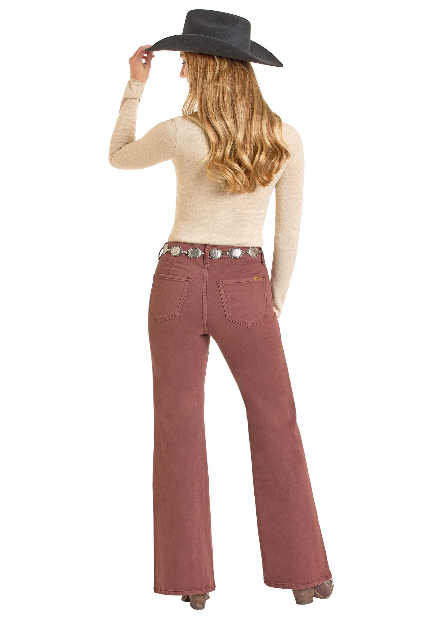 ROCK&ROLL WOMWNS BARGAIN BUTTON BELL WINE JEANS-BW8PD07186