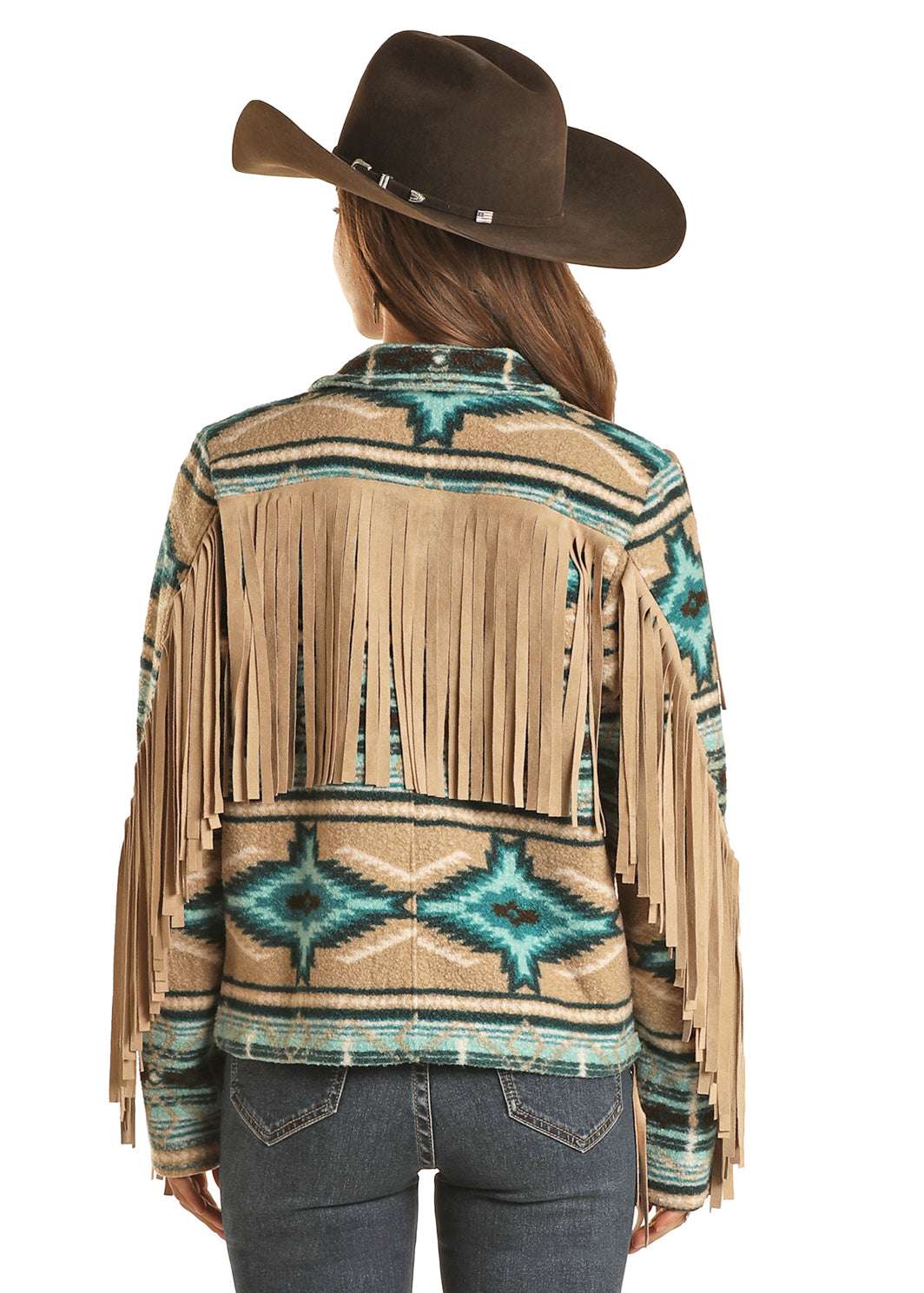ROCK&ROLL WOMEN TURQUOISE TEDDY BERBER JACKET FRINGE BW92C01938 Laherradurawwnc.com