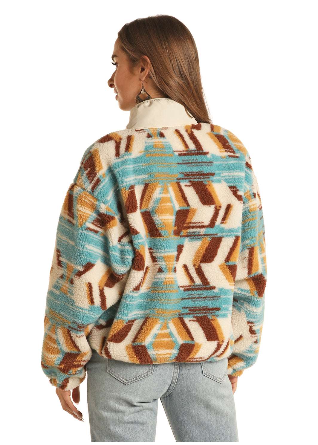 Rock&roll Womens Abstract Print Sherpa Yellow BW92C02115 Laherradurawwnc.com