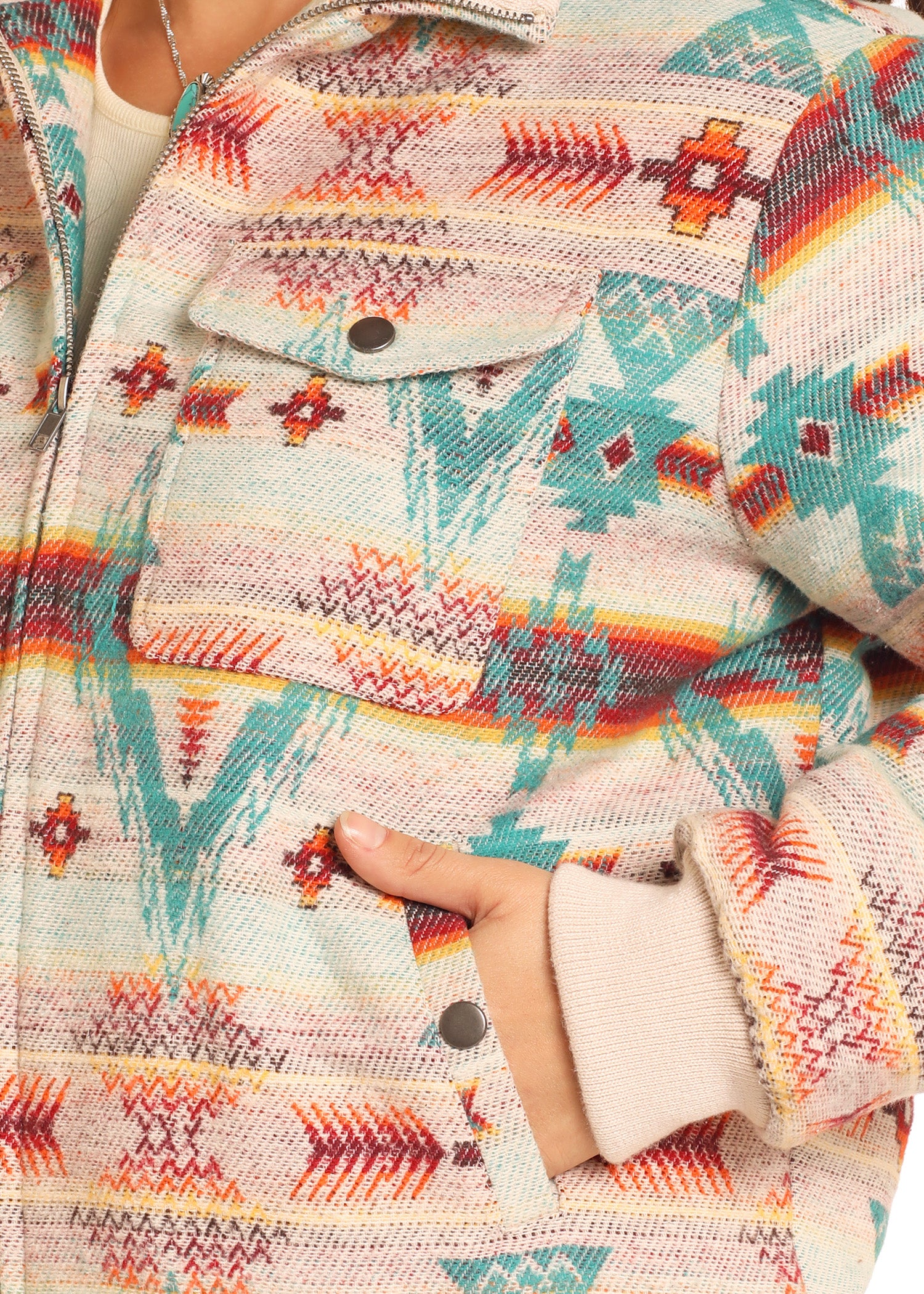 ROCK&ROLL WOMEN JACQUARD BOMBER NATURAL JACKET BW92C04331