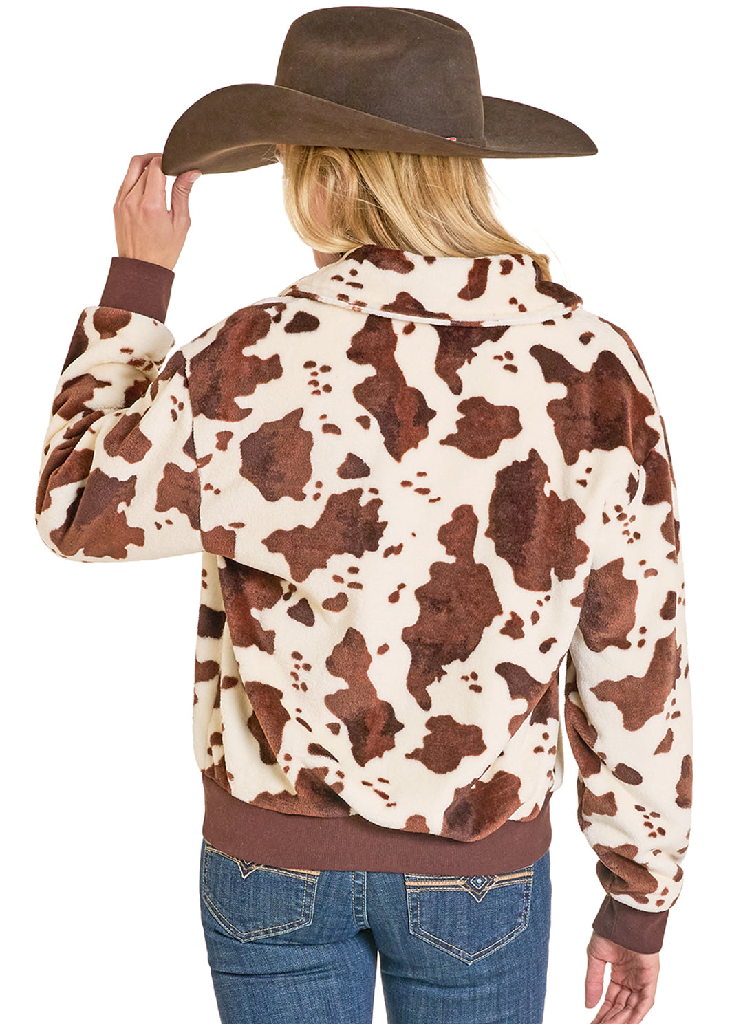 ROCK&ROLL COWHIDE PRINTED JACKET BROWN WOMENS -BW92C07757