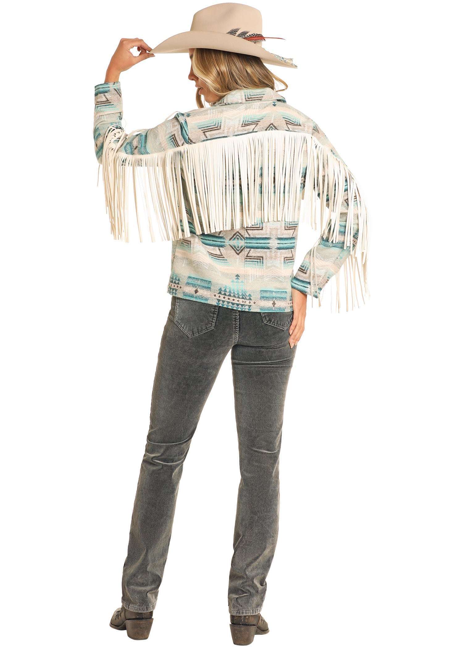 ROCK&ROLL DENIM WOMEN PRINT FRINGE JACKET BW96C04317 Laherradurawwnc.com