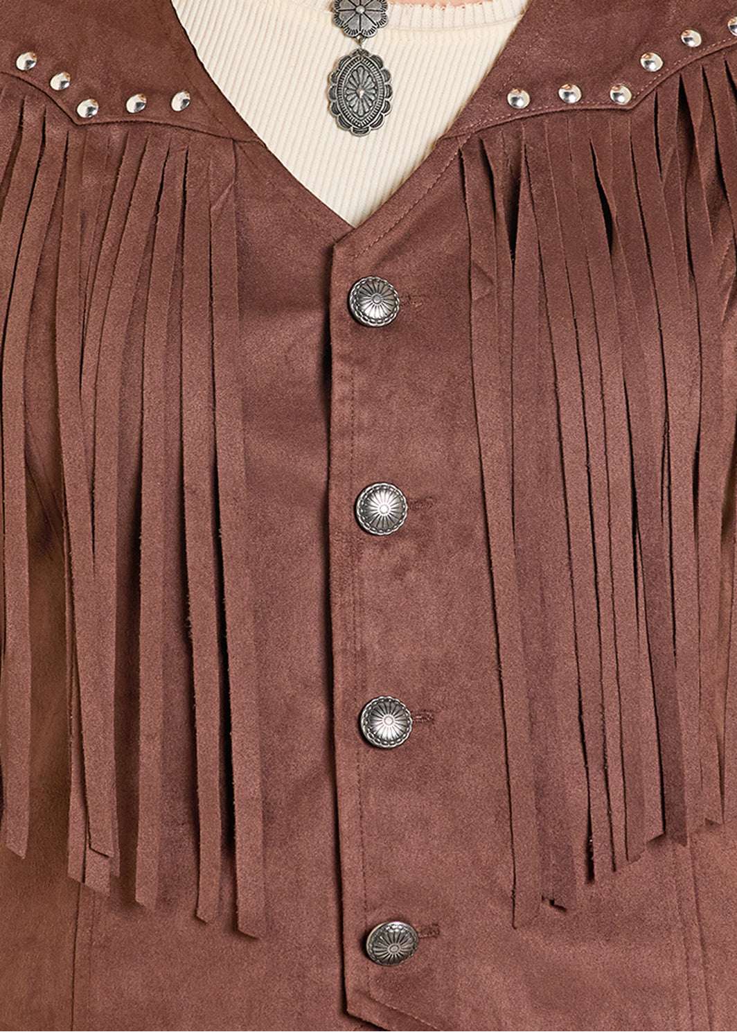 ROCK&ROLL WOMEN EMBROIDERED YOKE VEST DARK BROWN BW98C07788 Laherradurawwnc.com
