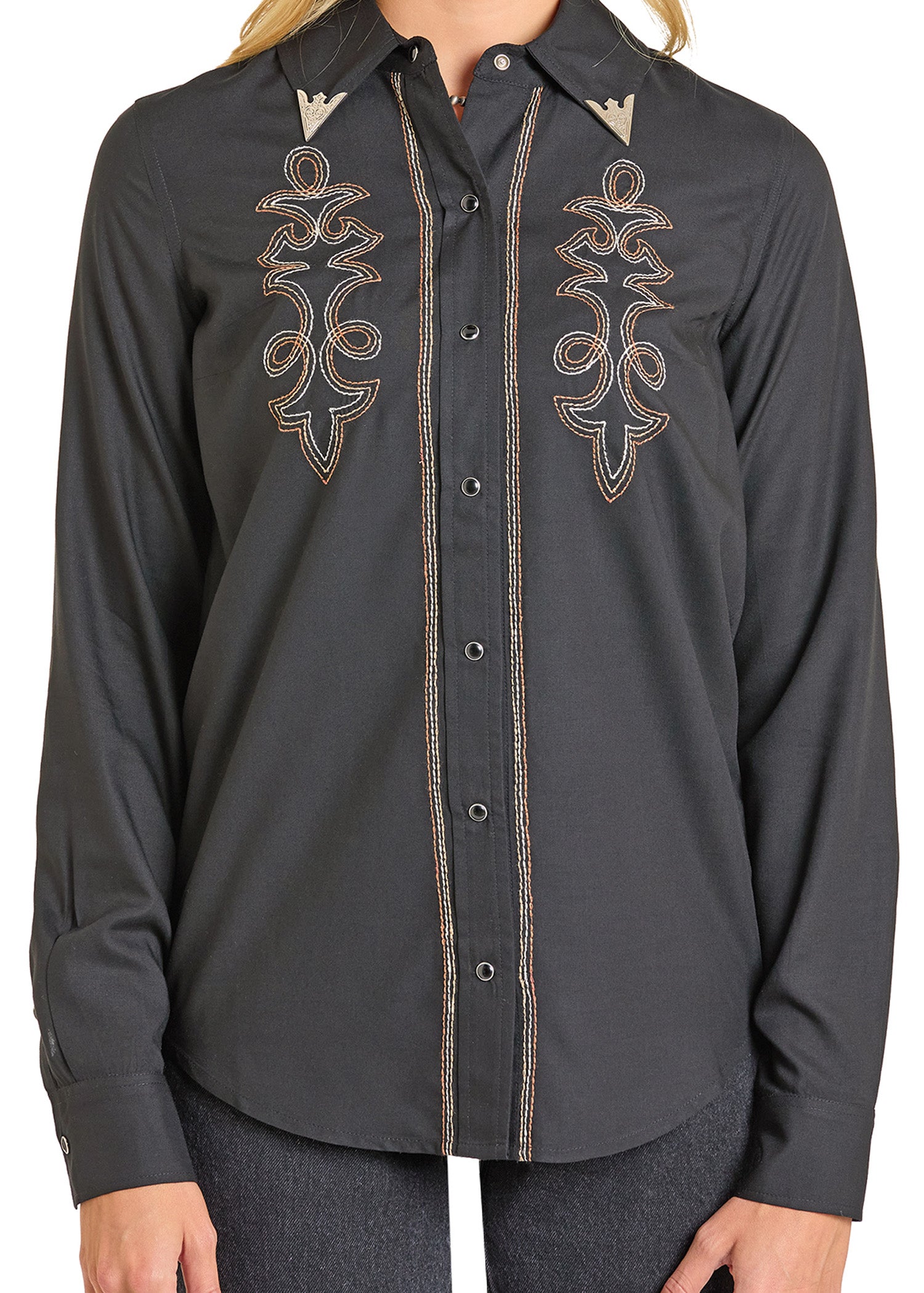 ROCK&ROLL WOMEN BOOT STITCH SNAP SHIRT BLACK BWN2S07027