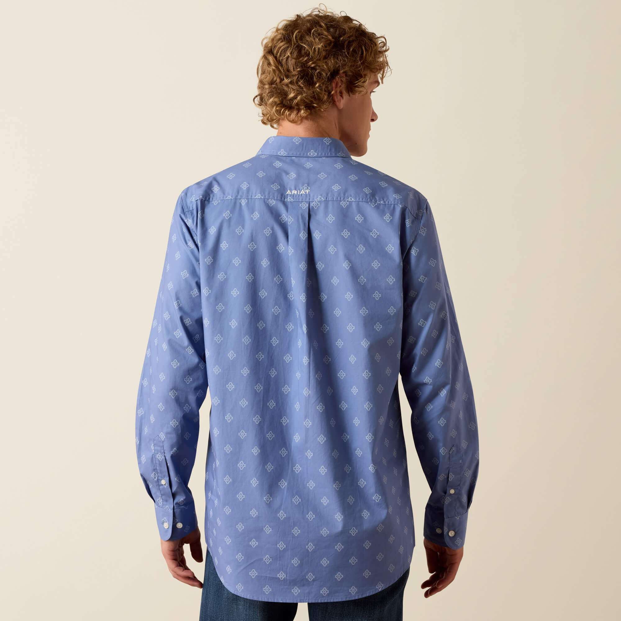 ARIAT MENS BYRD FTD LS SHRT COLONY BLUE SOUTHWEST MOTIF PR 10073533 Laherradurawwnc.com
