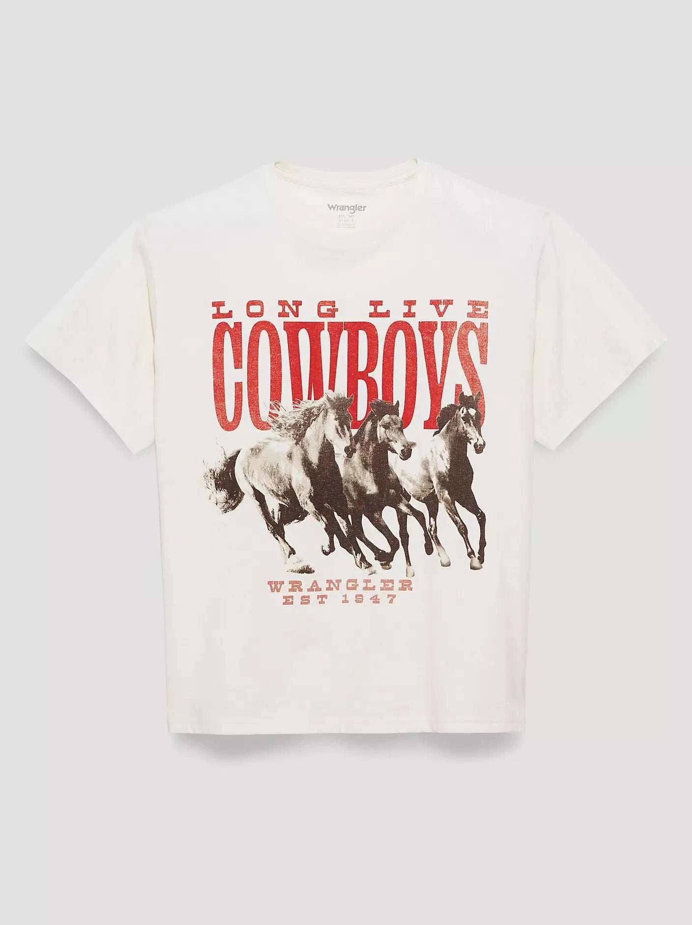 WRANGLER WOMENS GIRLFRIEND GRAPHIC “LONG LIVE COWBOYS” BEIGE - 112375874 Laherradurawwnc.com