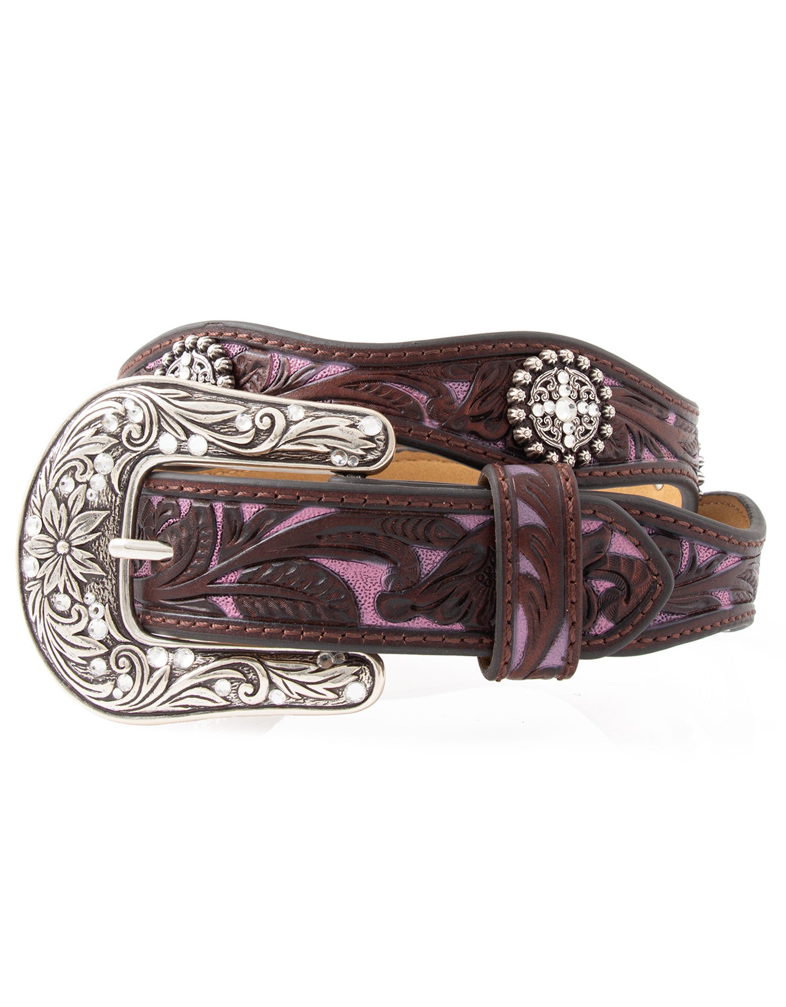 ARIAT KIDS PURPLE/SILVER CONCHO BELT