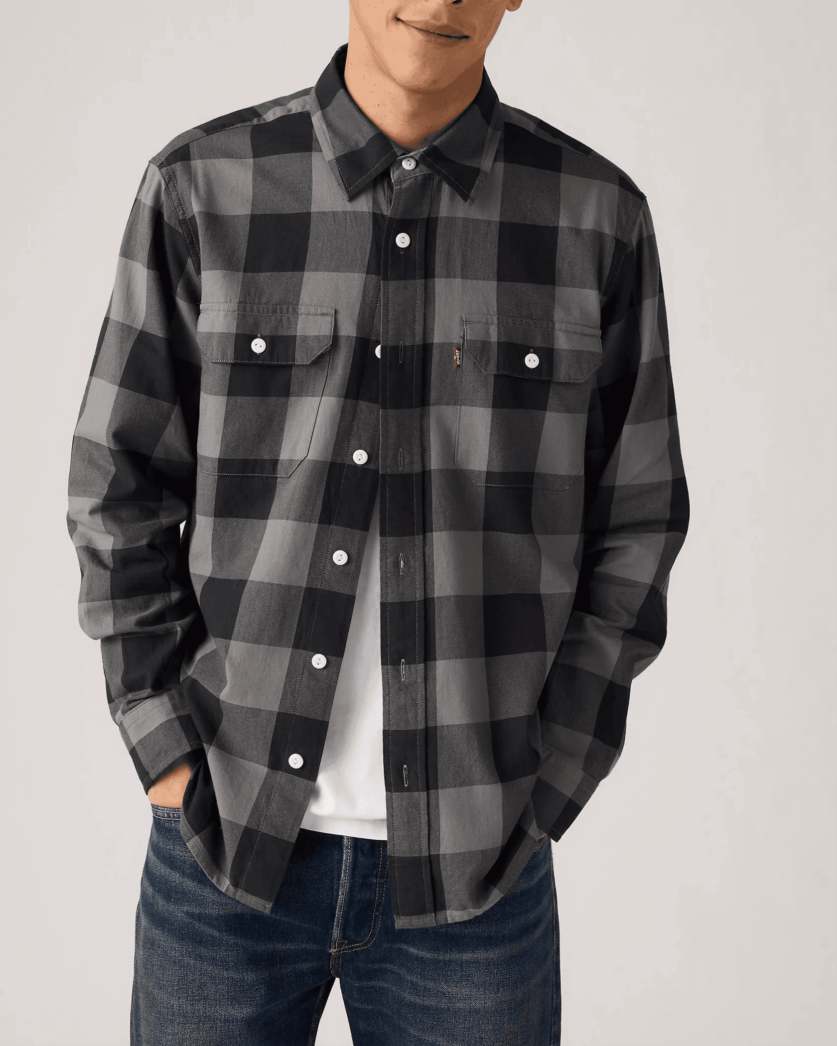 LEVI'S MENS BLACK AND GREY SHIRT LONG SLEEVE - 195870351 Laherradurawwnc.com