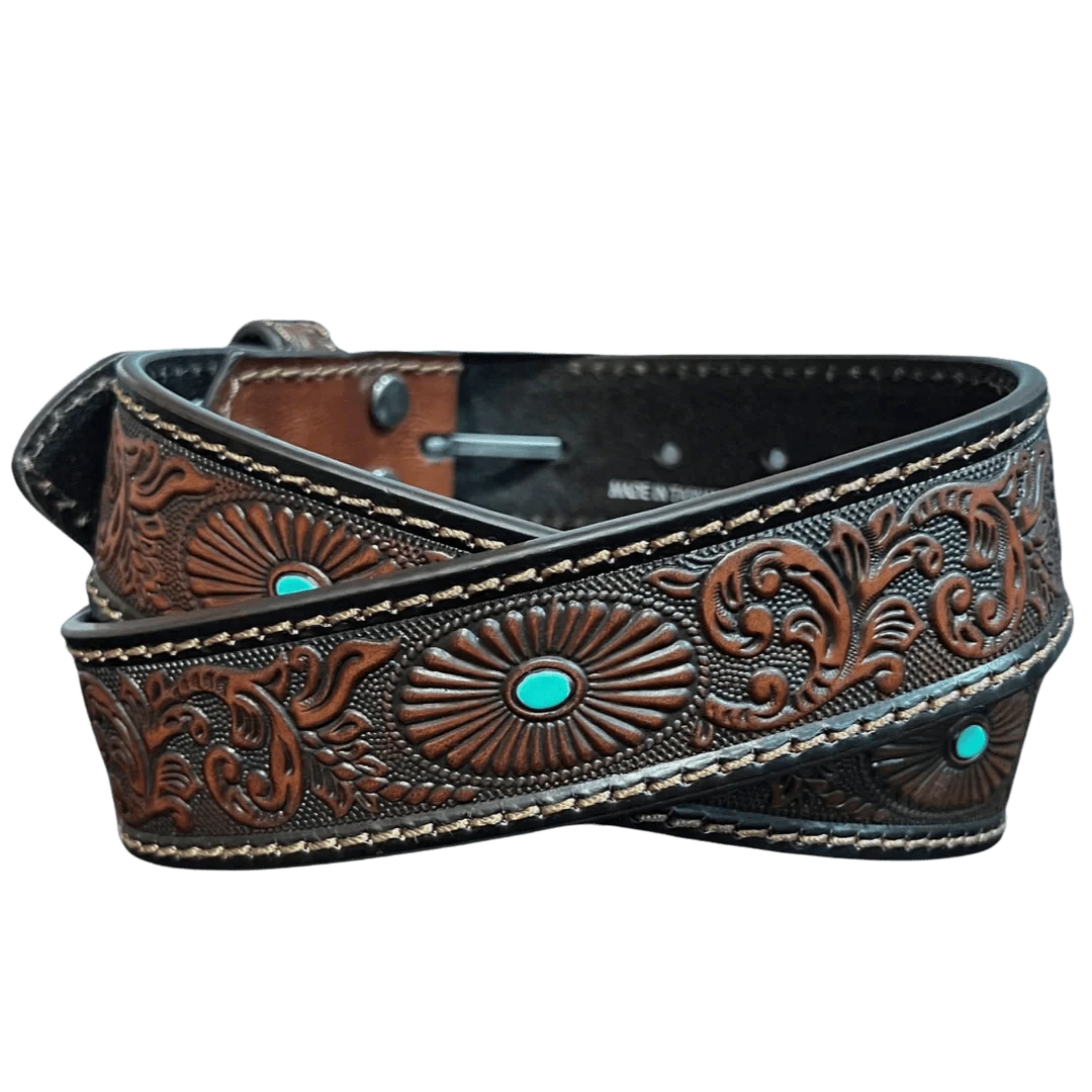 NOCONA WOMENS BROWN RUST BELT WITH TURQUOISE WESTERN DESIGN N3412002 Laherradurawwnc.com