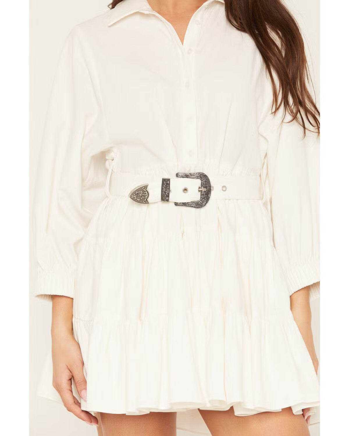 ROCK&ROLL - Natural Mini Dress W/ Adjustable Belt - BWD2R08776