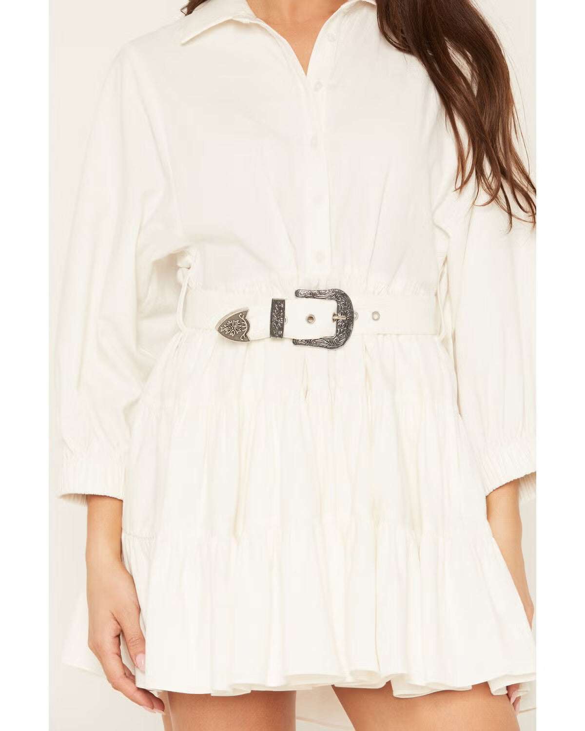 ROCK&ROLL - Natural Mini Dress W/ Adjustable Belt - BWD2R08776 Laherradurawwnc.com