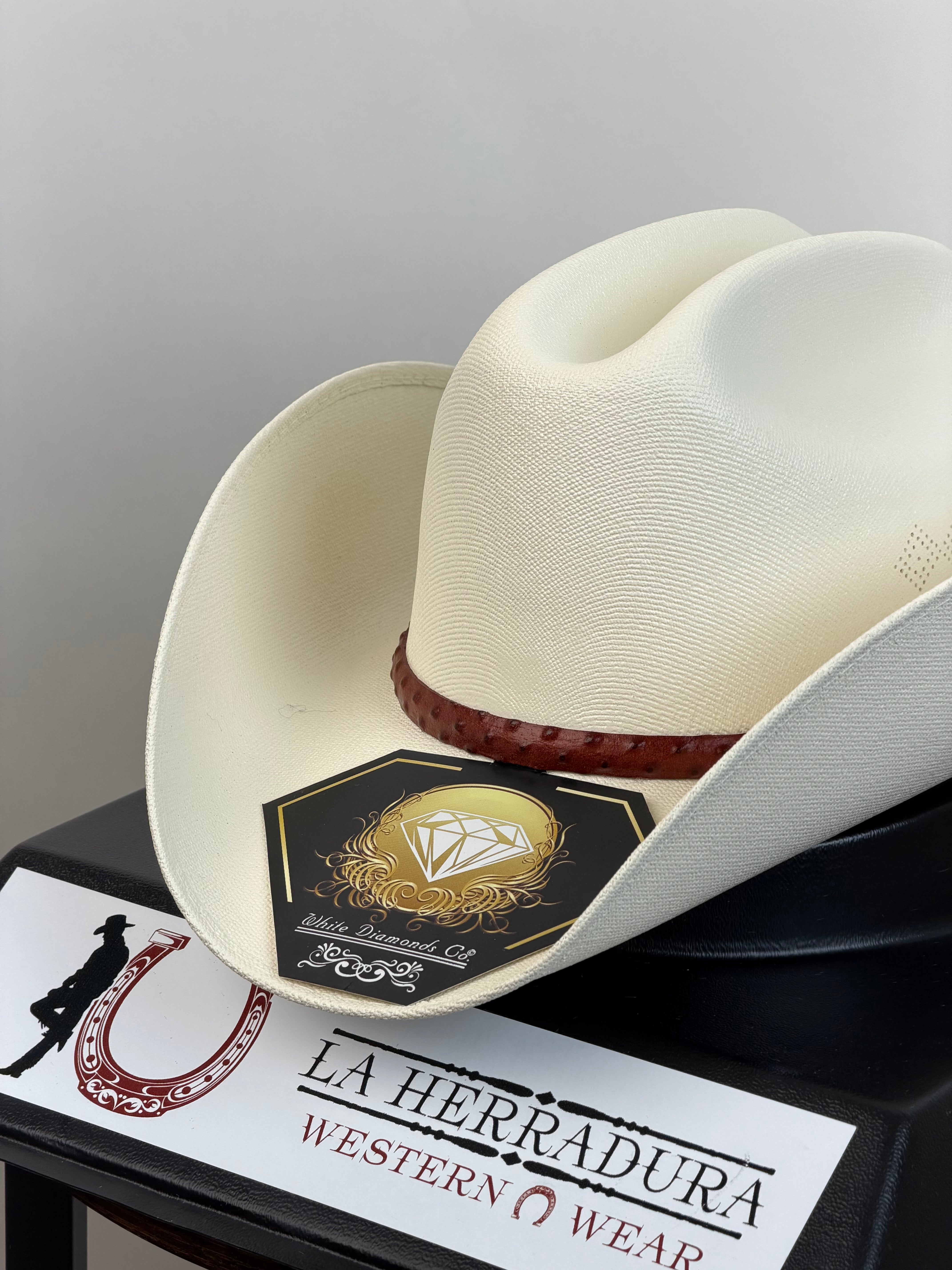 Kids White Diamond Brown Straw Hat Sinaloa Style