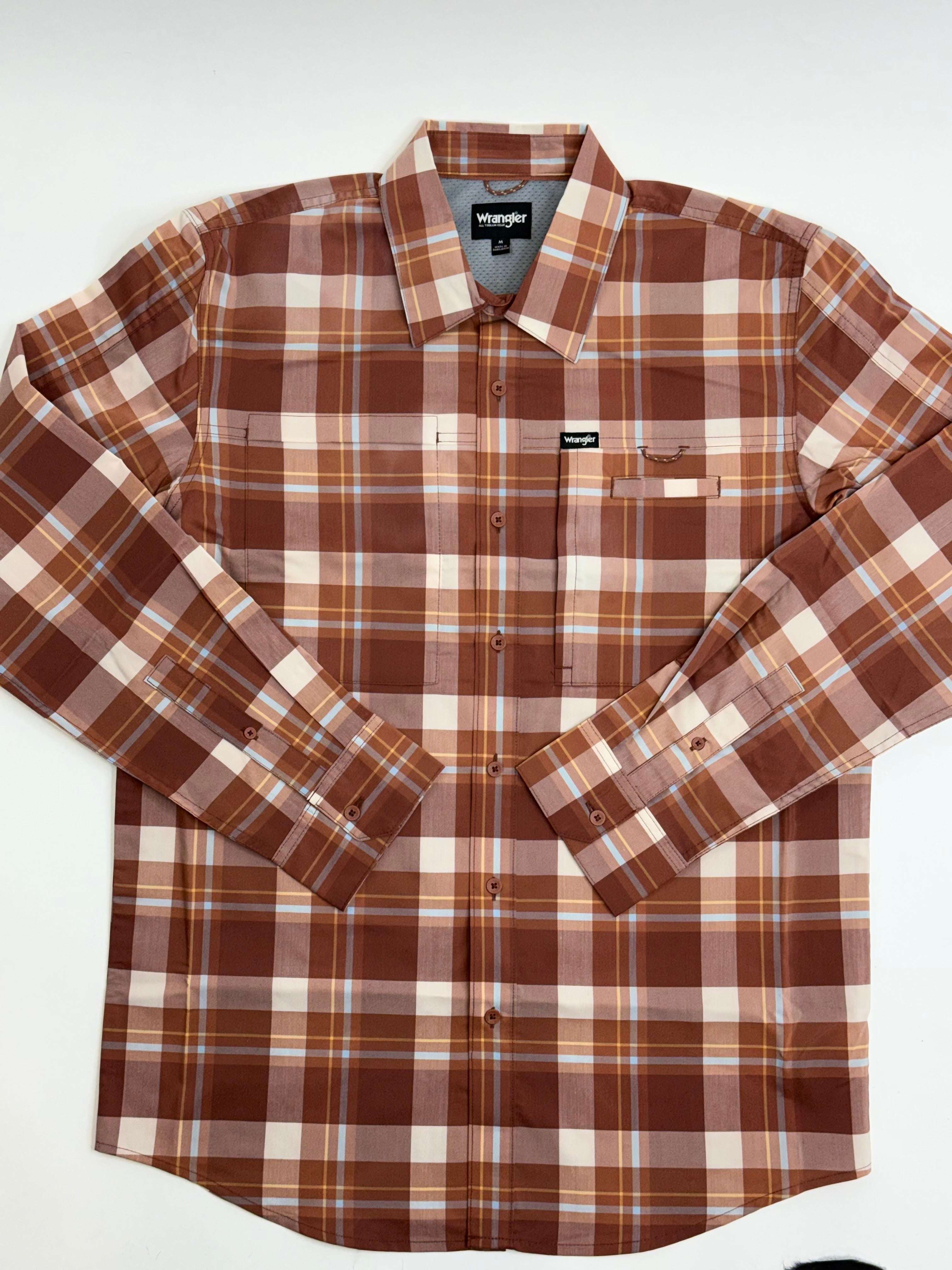 MEN'S WRANGLER ALL TERRAIN BROWN SHIRT - 112375100 Laherradurawwnc.com