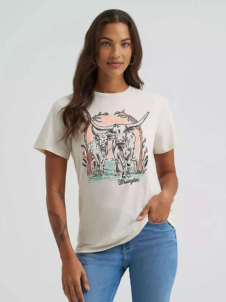 WRANGLER WOMENS GIRLFRIEND GRAPHIC BEIGE - 112375871 Laherradurawwnc.com