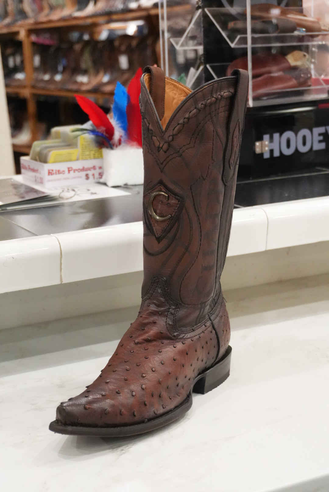 CUADRA BOTA DE AVESTRUZ MORONI CASTAÑO 2B10A1 SNIP TOE