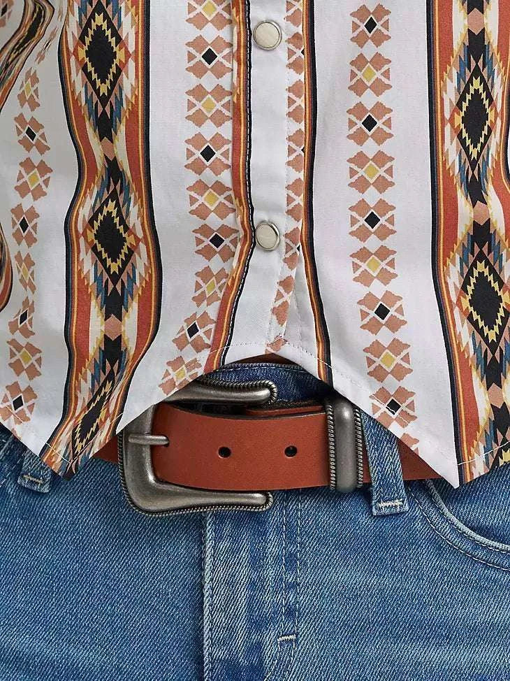 WRANGLER WOMEN SHIRT- SHORT SLEEVE WHITE/ORANGE 112379511 Laherradurawwnc.com