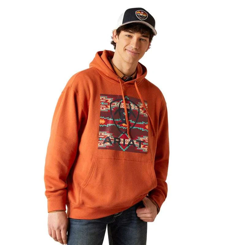 ARIAT MEN HOODIE SOUTHWEST BLOCK HOOD COPPER OXIDE 10046395 Laherradurawwnc.com
