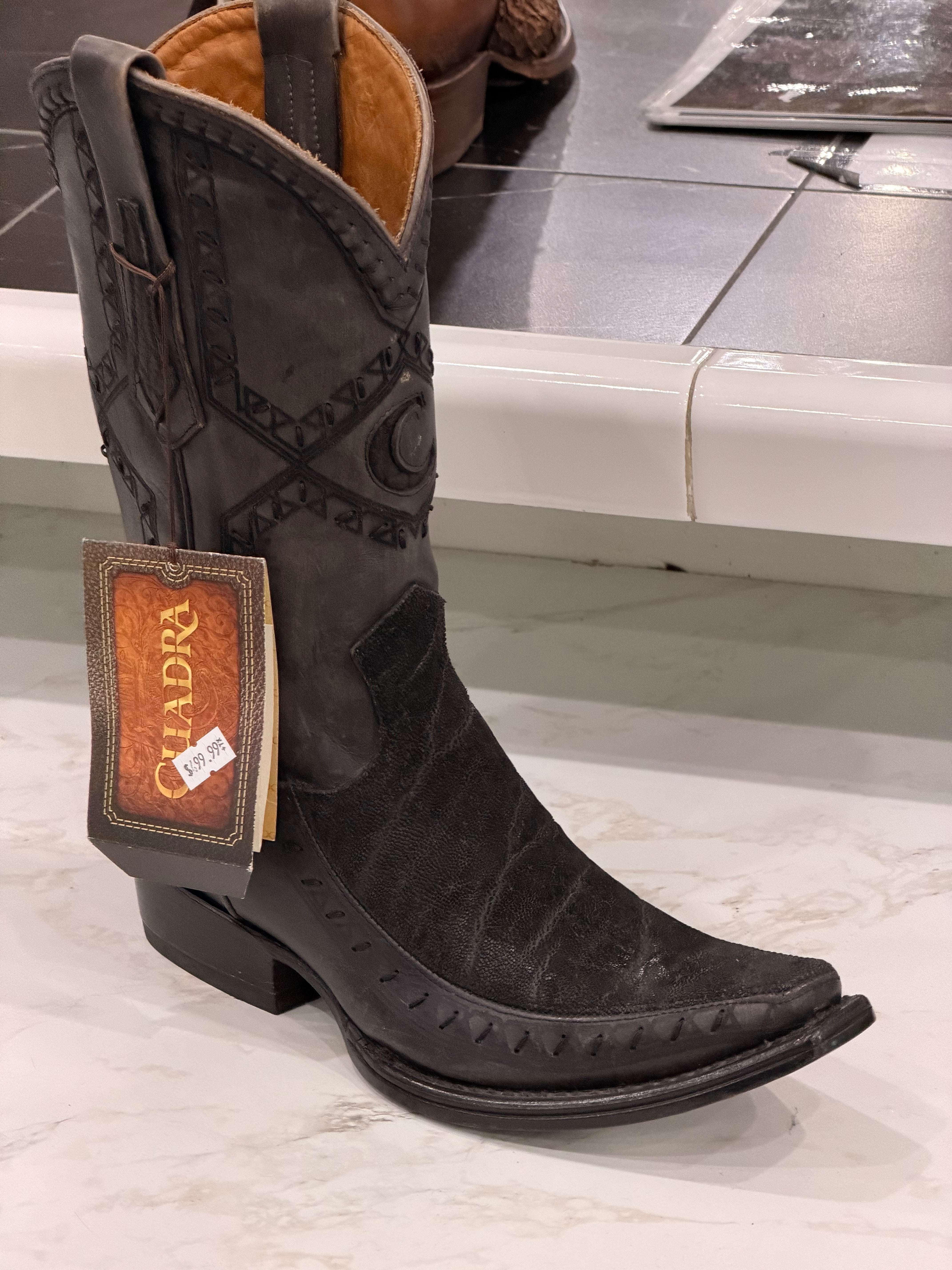 CUADRA BOOT ELEFANTE DUSTY BLACK LASER & WOVEN NARROW SQUARE TOE Laherradurawwnc.com