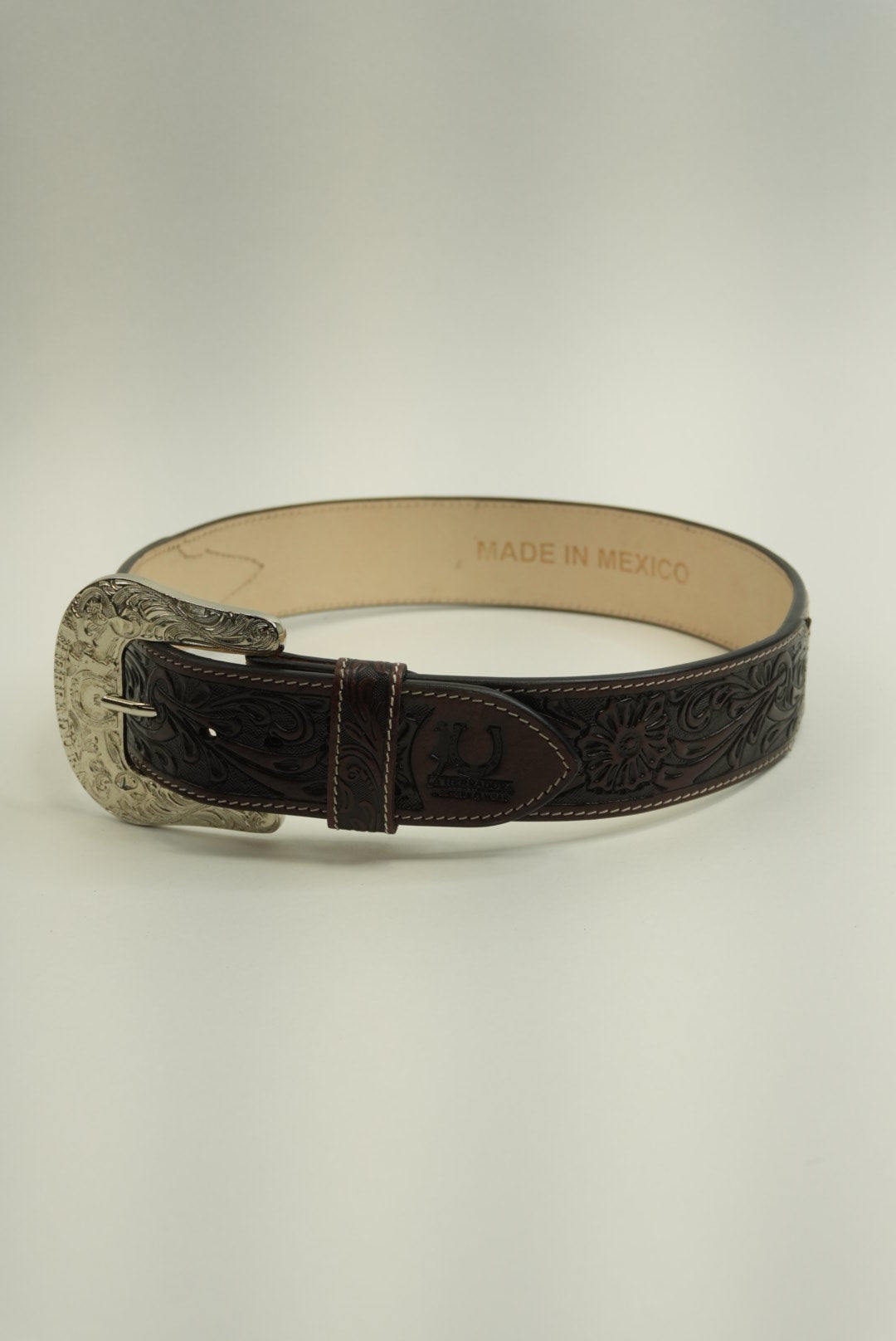 LA HERRADURA BELT 2 INCH AZTEC BROWN/ NAVY BLUE WITH ORANGE NEW DESIGN