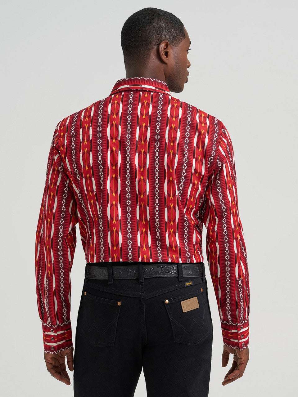 WRANGLER MEN PURALL SNAP RED AZTEC LING SLEEVE SHIRT 112374909 Laherradurawwnc.com