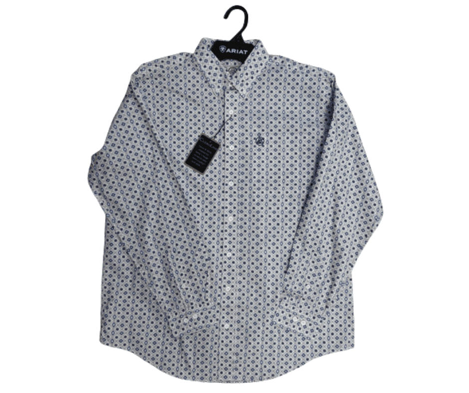 CUERO LINE MEN WHITE/BLUE LONG SLEEVE STRIPED PRINT Laherradurawwnc.com