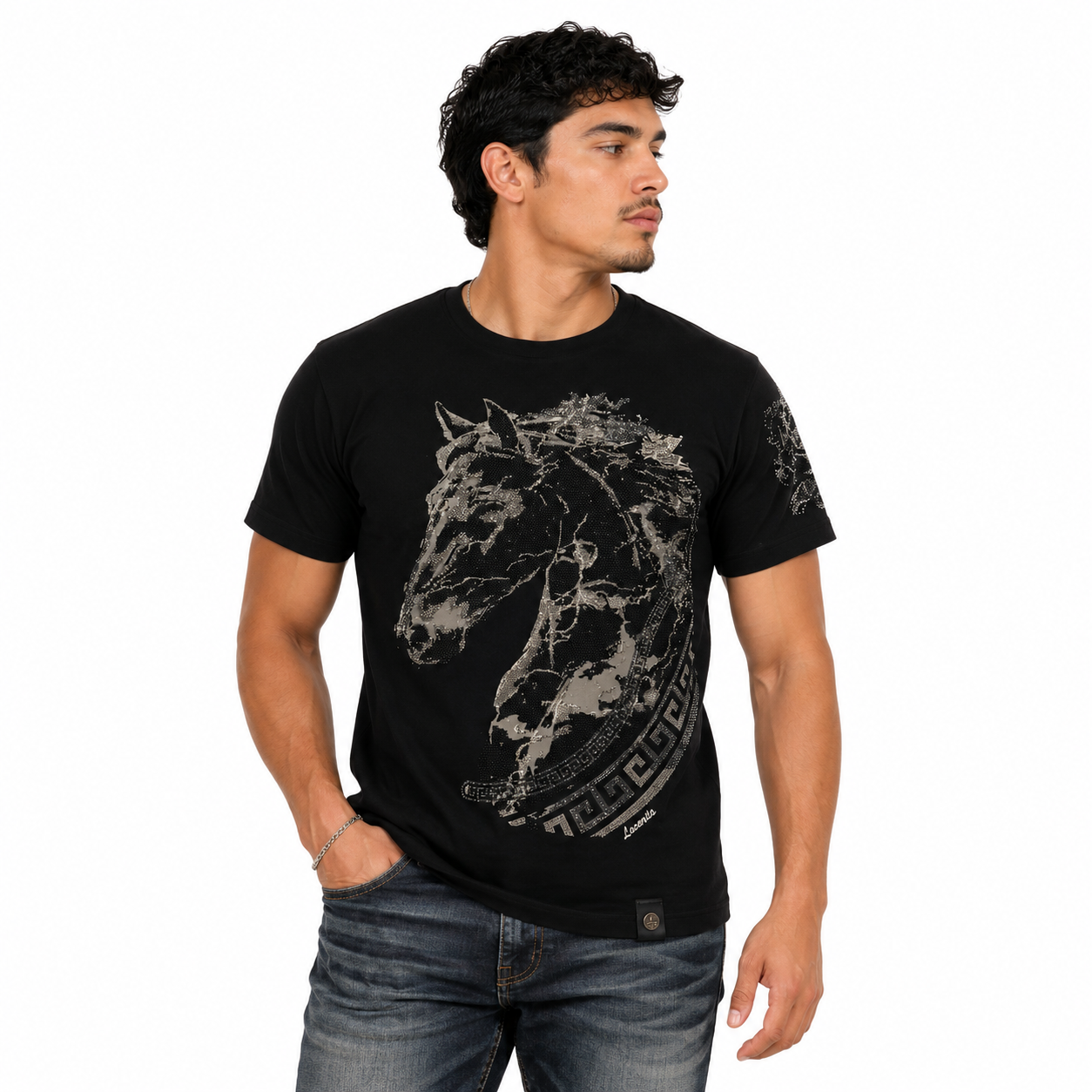 LAVERITA BLACK T-SHIRT BLACK /GREY HORSE LA-LAV94665
